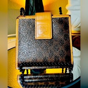 Celine Vintage Macadam Triomphe Brown Leather Bifold Wallet